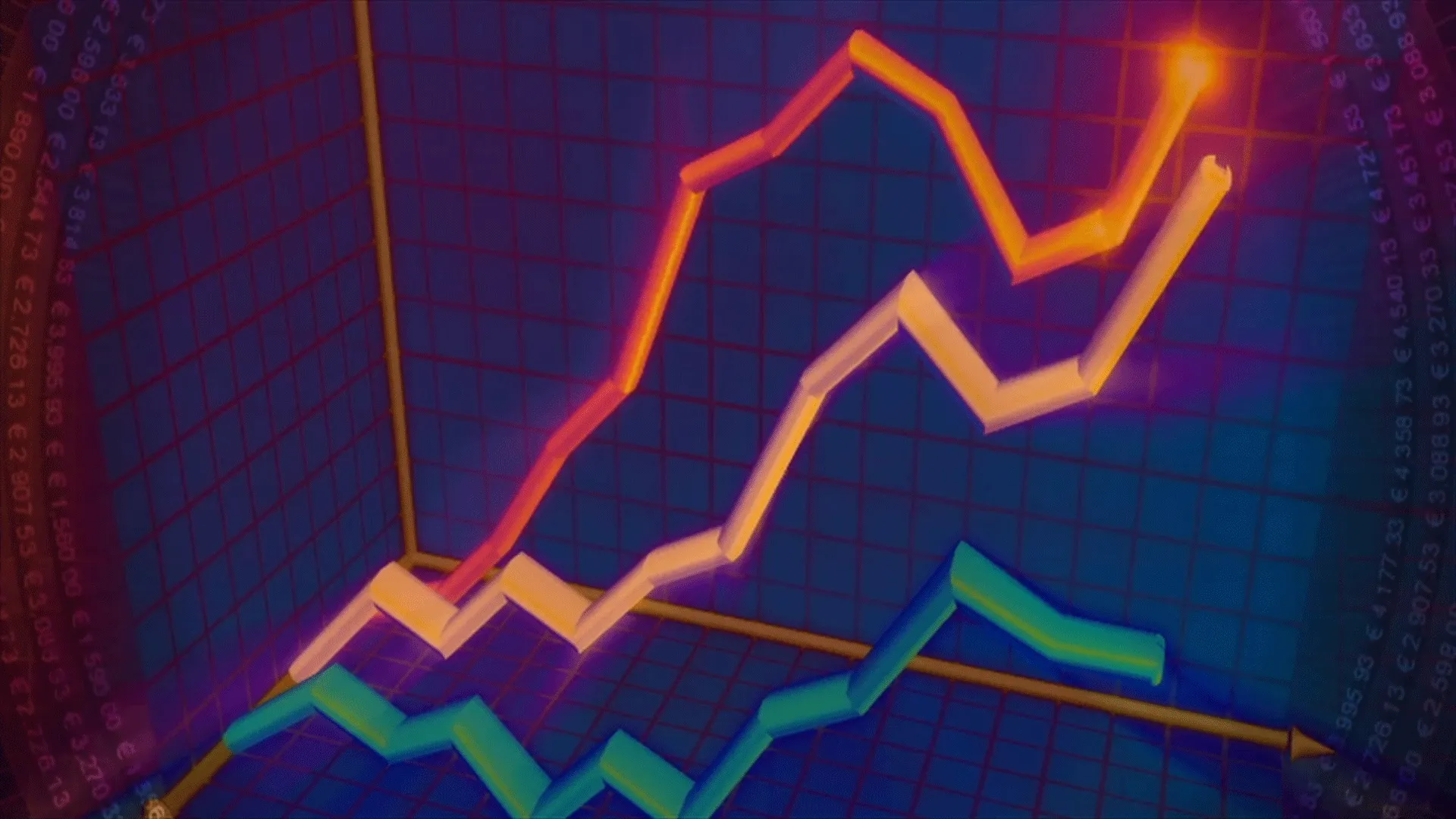 Business performance graphs displayed on a laptop.